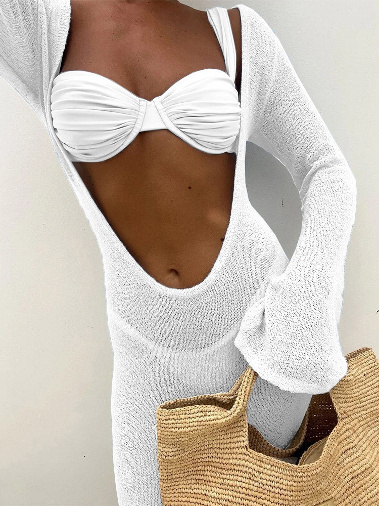 Pink Long-Sleeve Beach Cover-Up — view 17