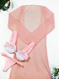 pink long sleeve beach cover up — view 4