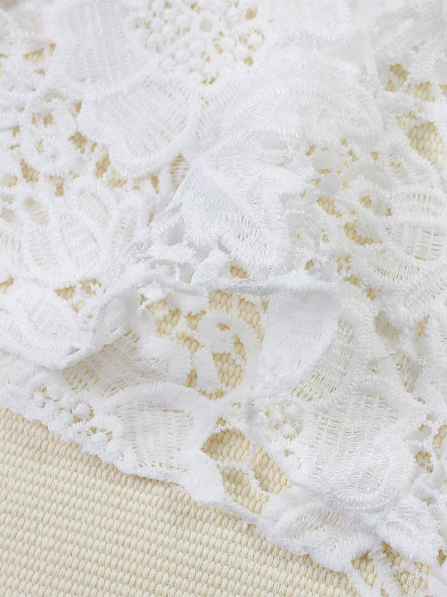 white sleeveless lace longline beach cover up — view 6