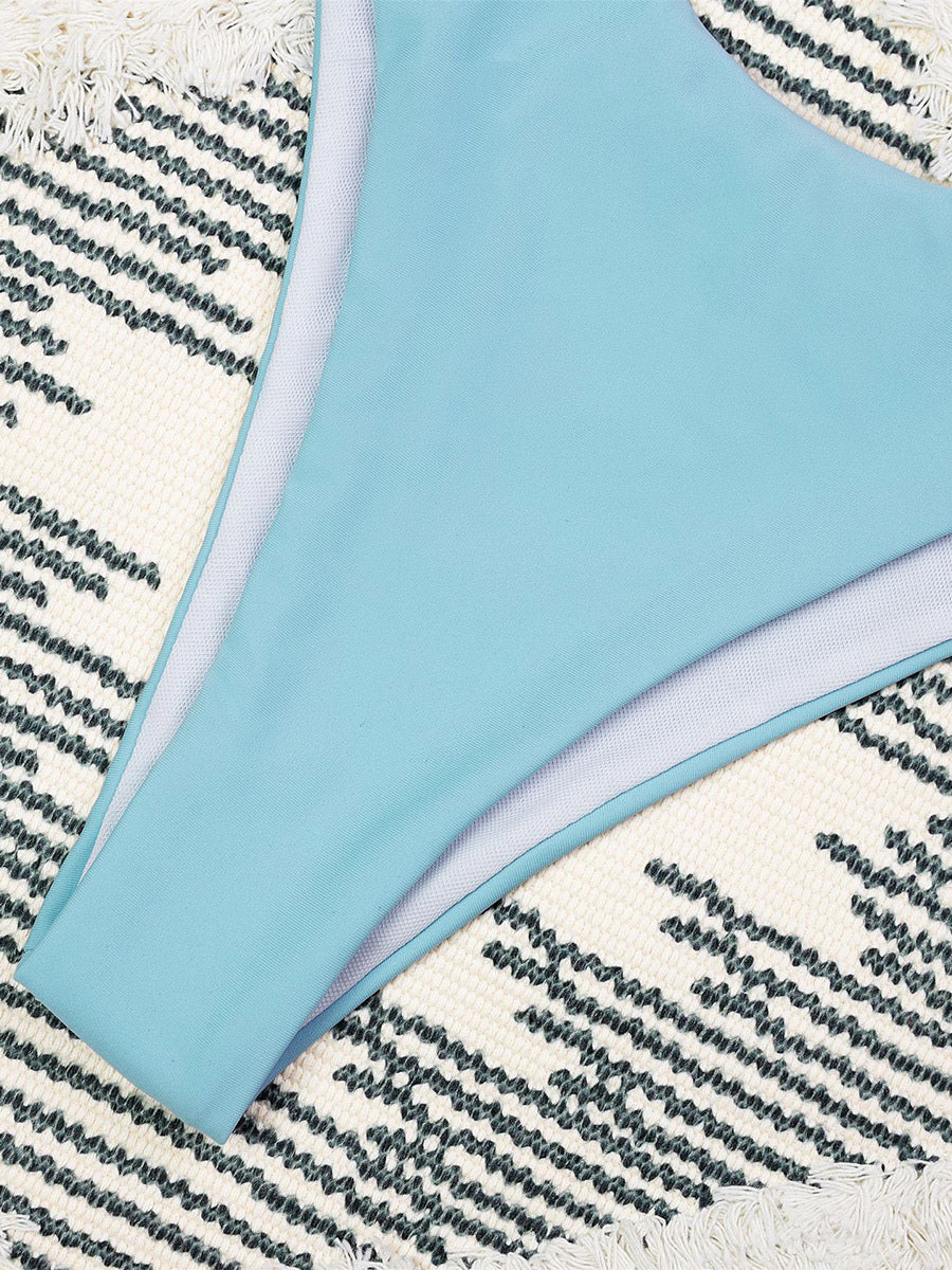 blue long sleeve cropped beach cover up — view 5