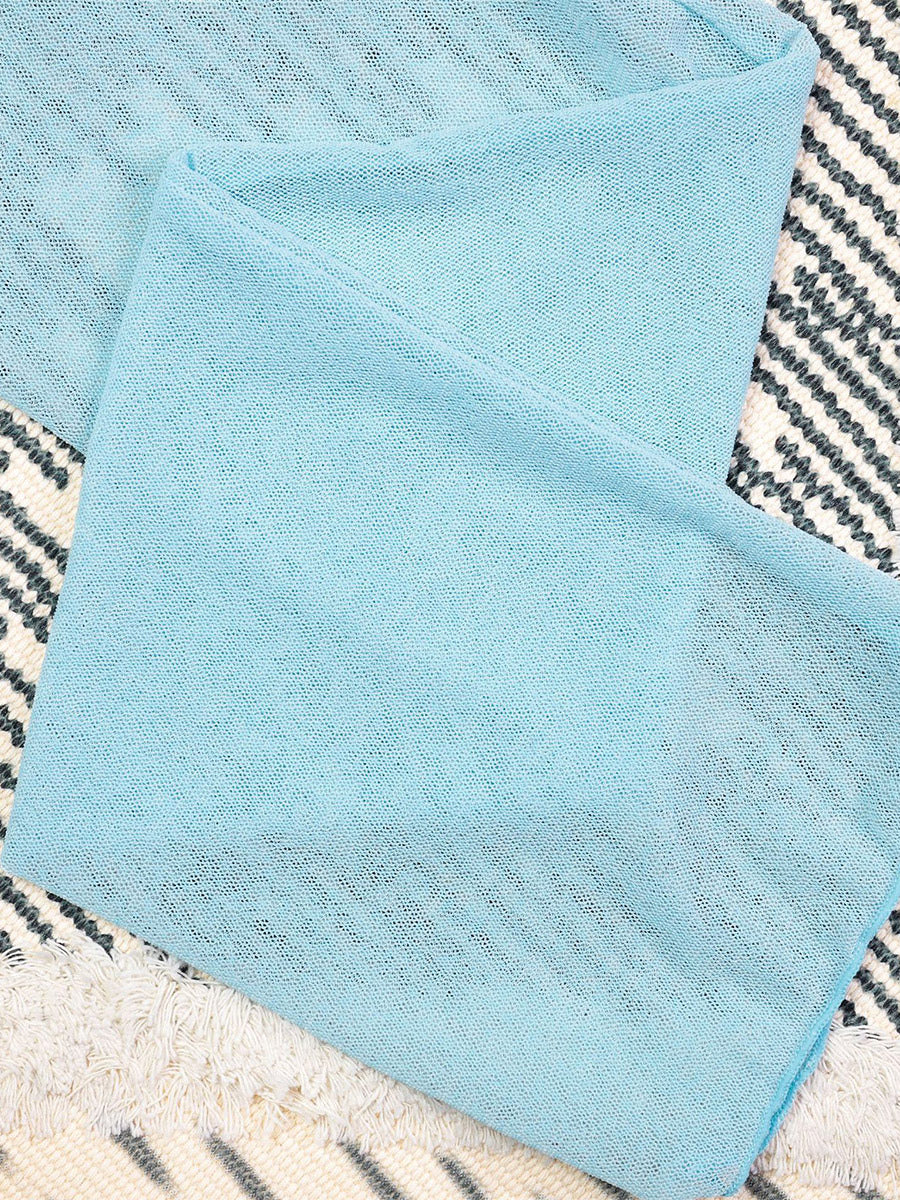 blue long sleeve cropped beach cover up — view 7