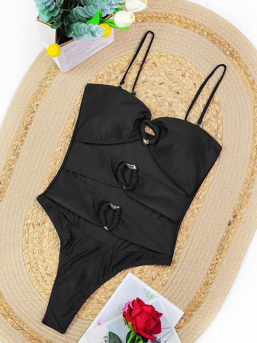 black sleeveless swimsuit — view 6