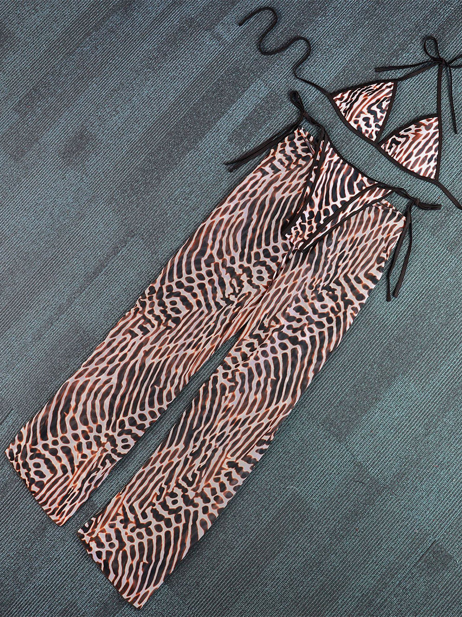 leopard print sleeveless strappy swimsuit — view 4