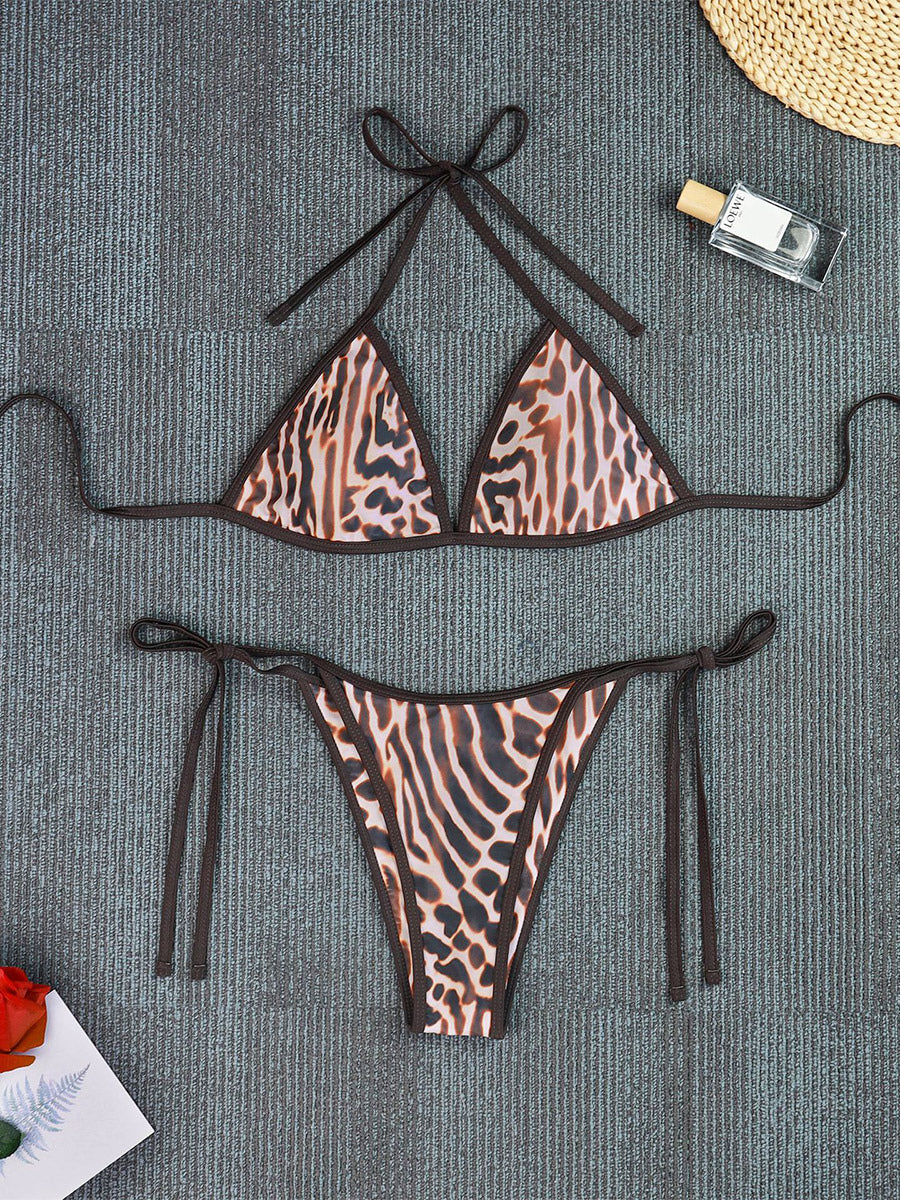 leopard print sleeveless strappy swimsuit — view 5