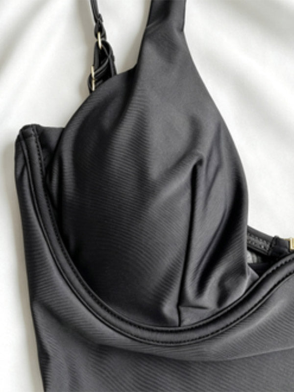 black v neck swimsuit — view 5