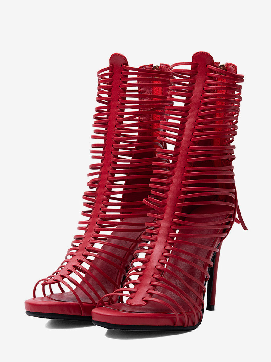 Red Open-Toe Strappy Gladiator Sandals — view 1