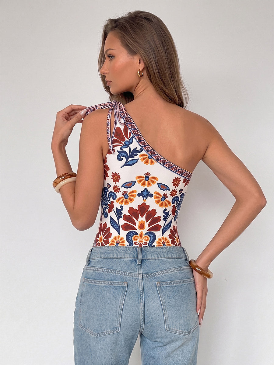 Burgundy Lace-Up Sleeveless Bodysuit — view 4