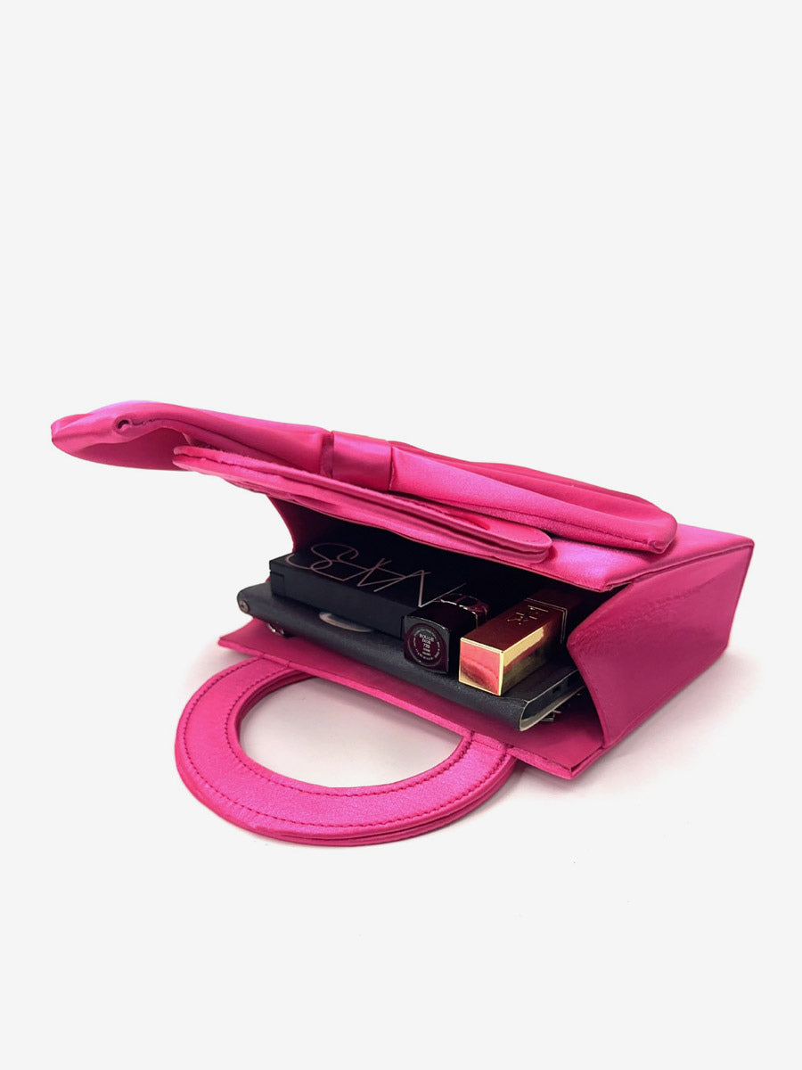 rose satin mini bow detail handbag — view 4