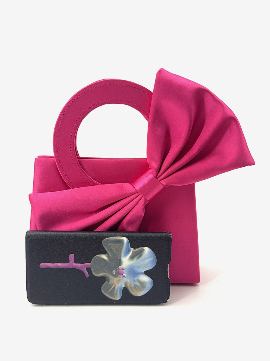 rose satin mini bow detail handbag — view 2