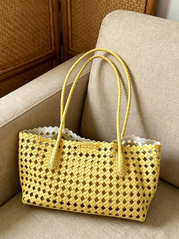 green woven handbag — view 6