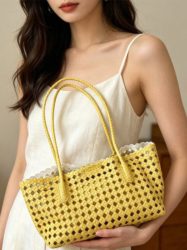 green woven handbag — view 5