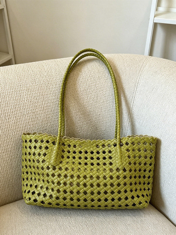 green woven handbag — view 4