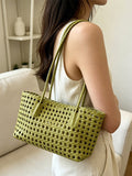 green woven handbag — view 1