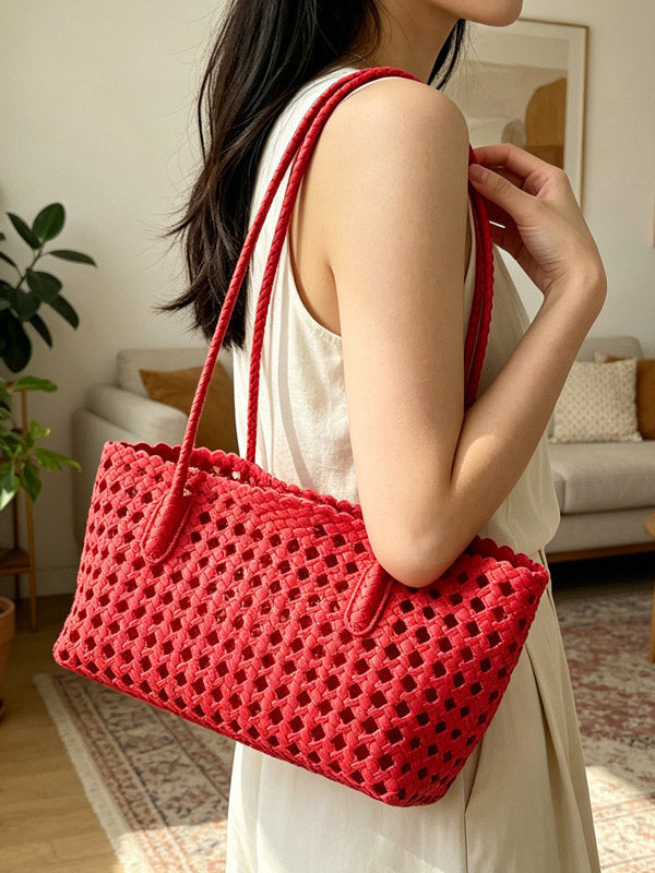 green woven handbag — view 8
