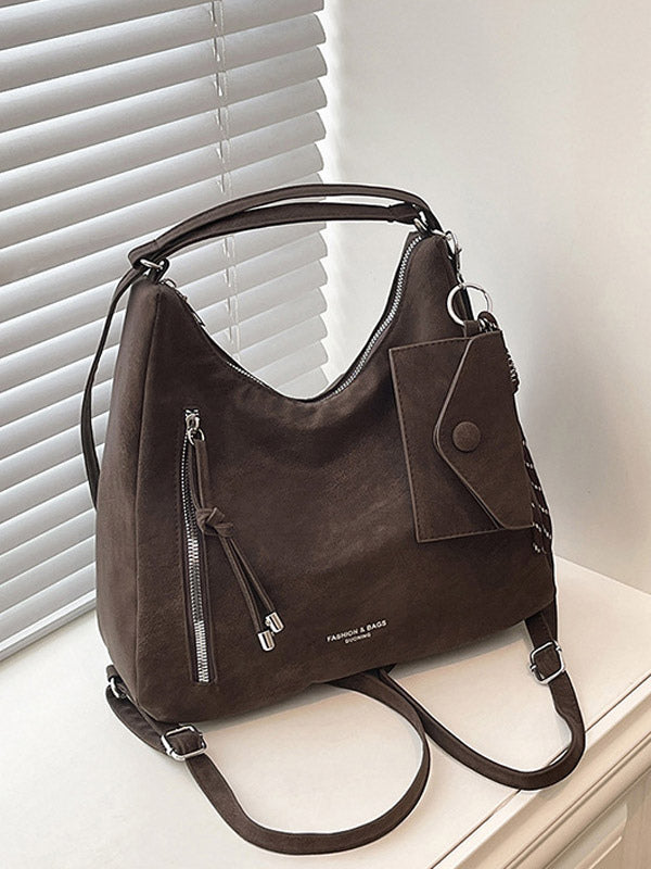 brown suede effect handbag — view 6