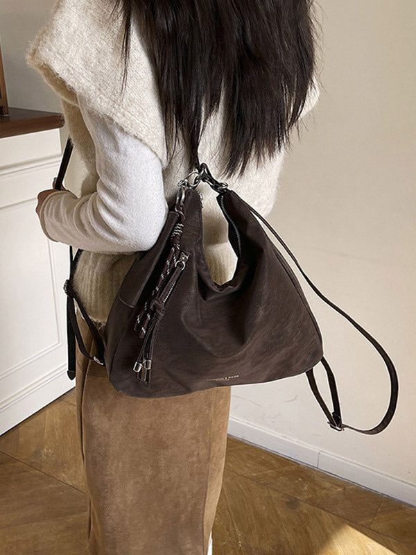 brown suede effect handbag — view 8