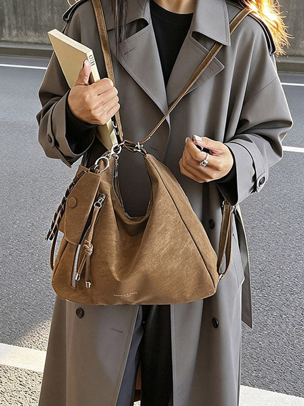 brown suede effect handbag — view 3