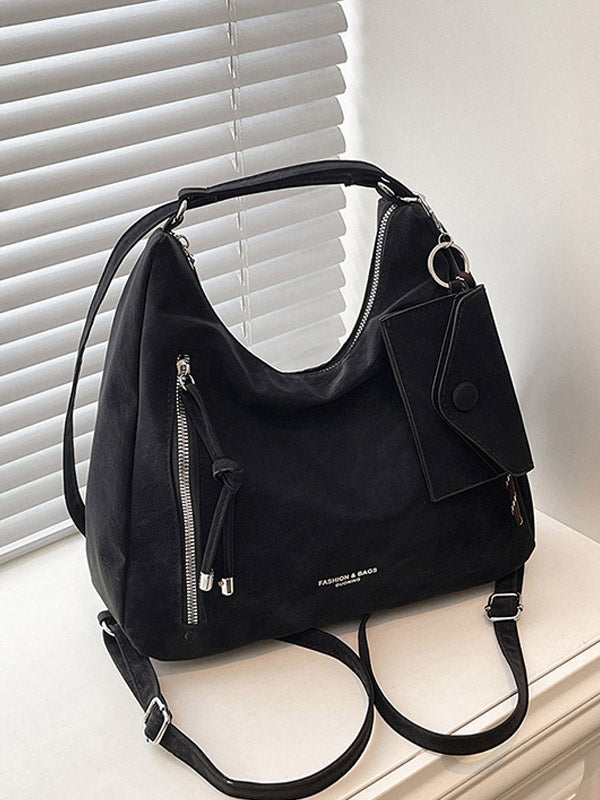 brown suede effect handbag — view 11
