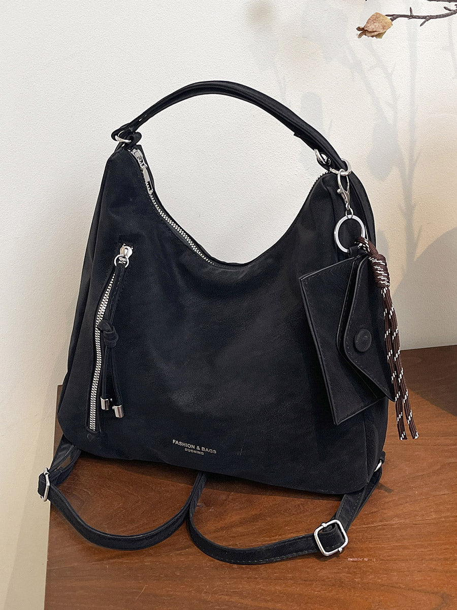 brown suede effect handbag — view 10