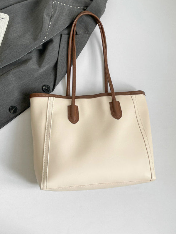 brown contrast panel handbag — view 12
