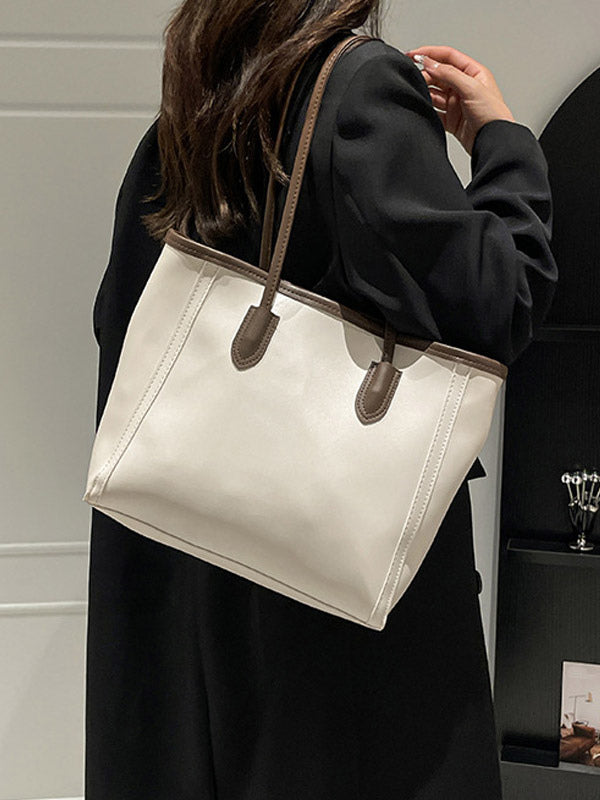 brown contrast panel handbag — view 10