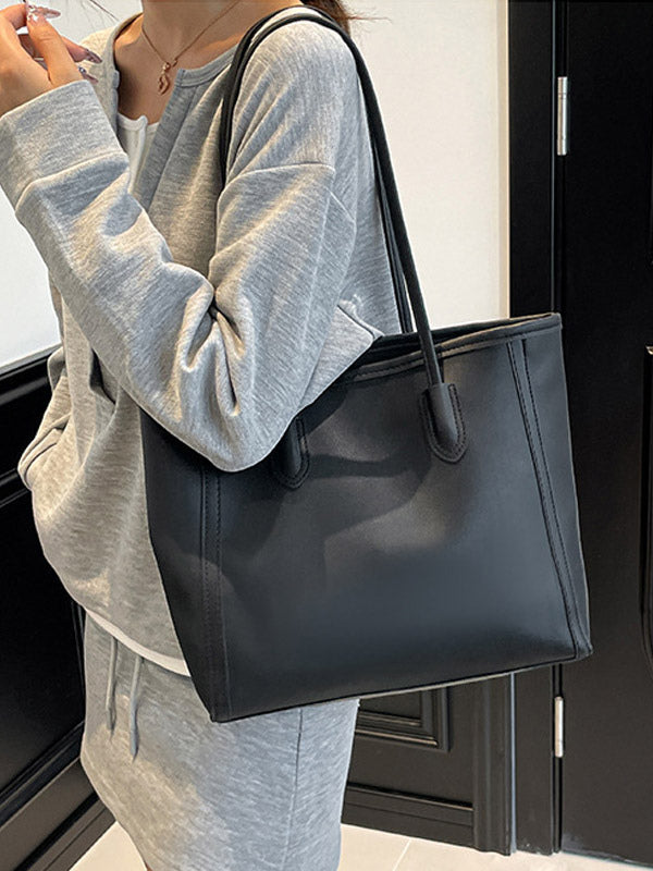 brown contrast panel handbag — view 7