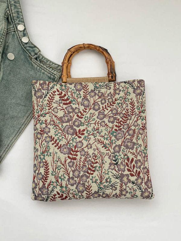 purple floral handbag — view 1