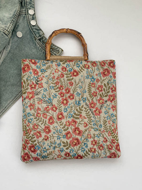purple floral handbag — view 6