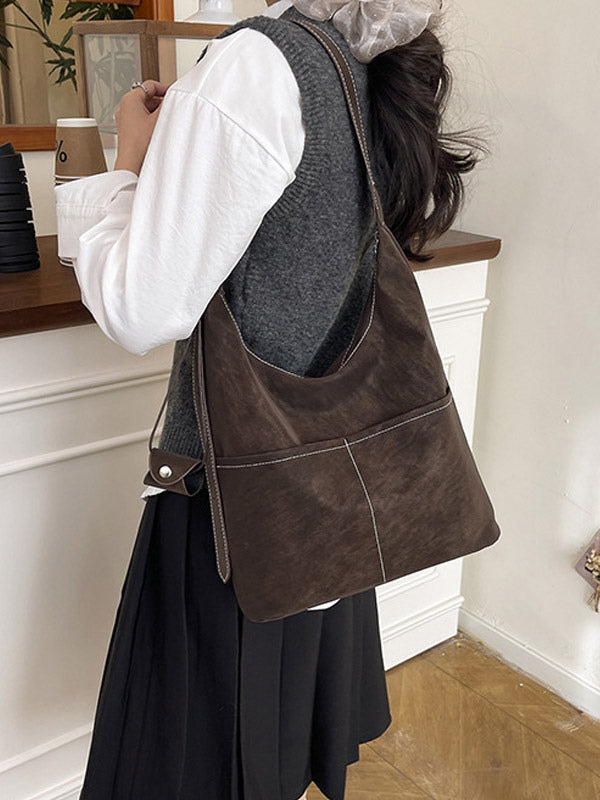 brown suede effect contrast panel mini handbag — view 7