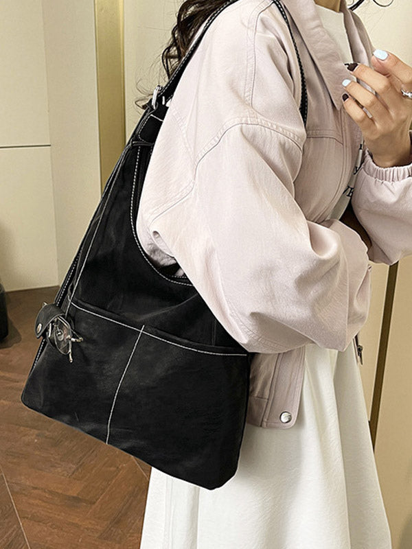 brown suede effect contrast panel mini handbag — view 10