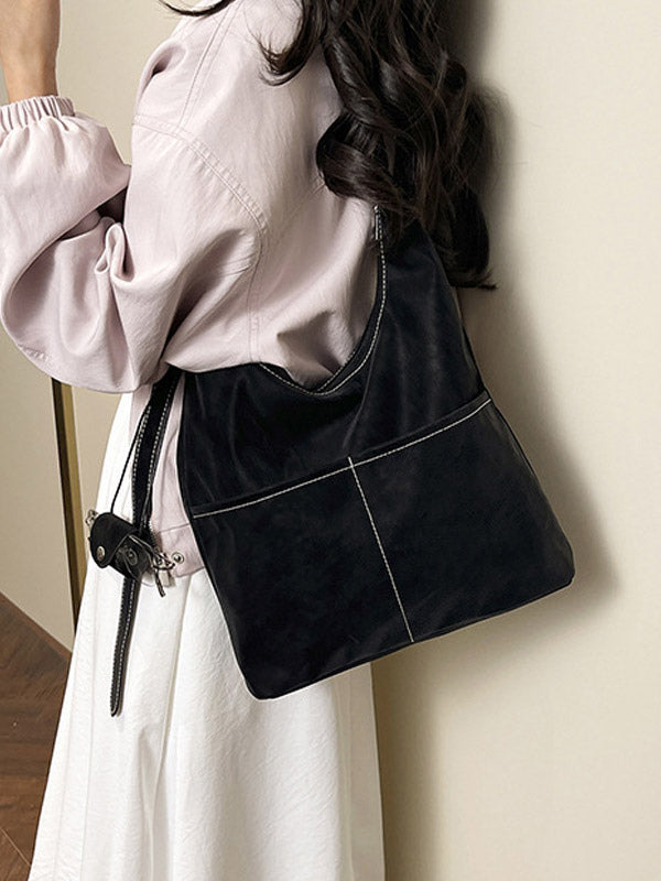 brown suede effect contrast panel mini handbag — view 12