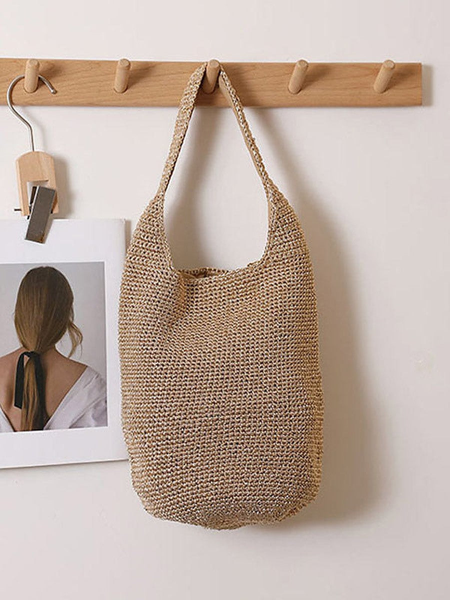 gold knitted metallic handbag — view 1