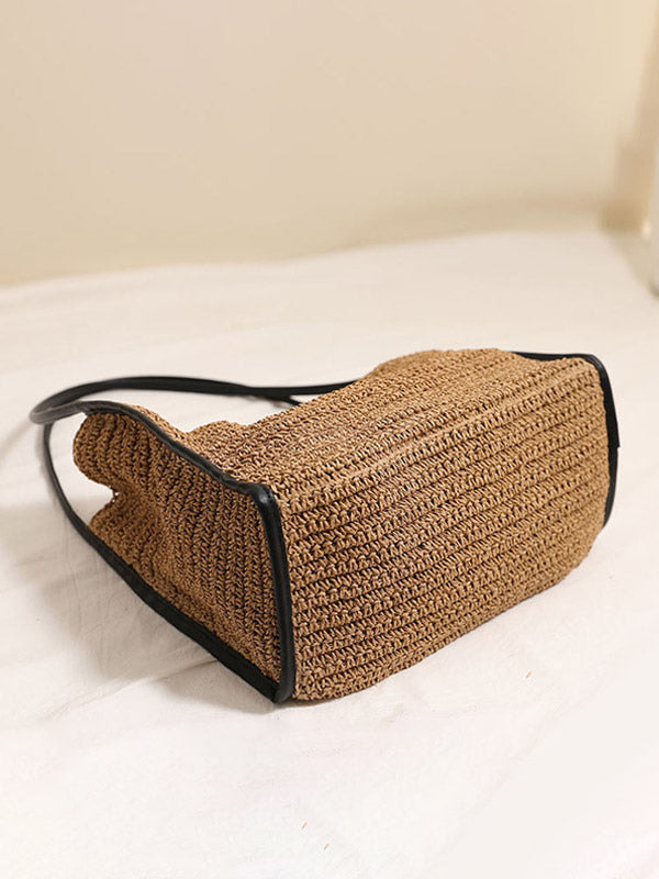 brown woven handbag — view 4