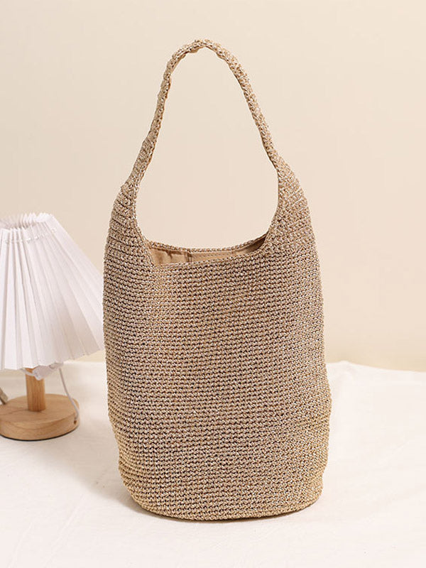 gold knitted metallic handbag — view 2