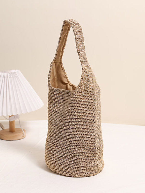 gold knitted metallic handbag — view 3