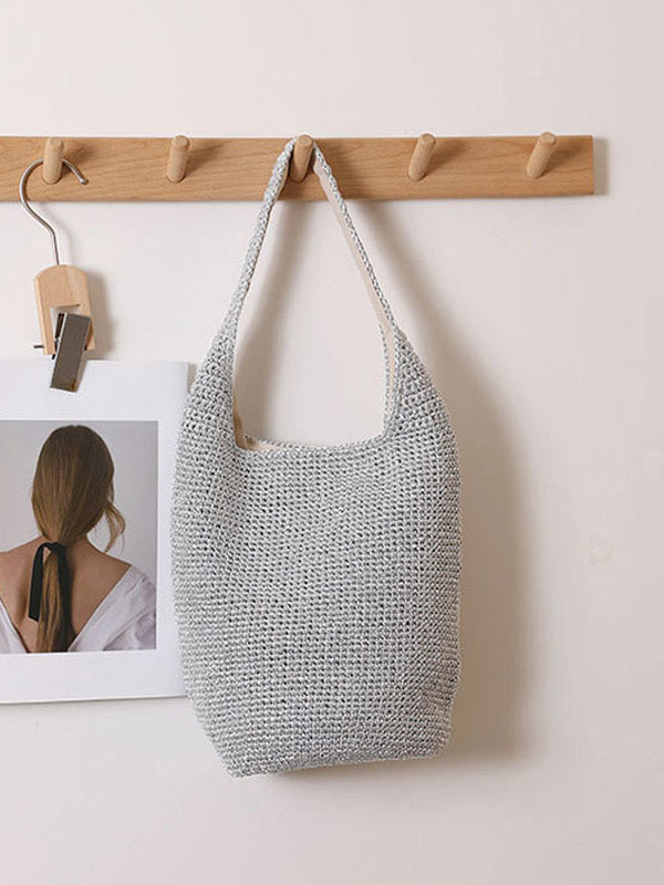 gold knitted metallic handbag — view 4