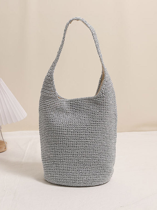 gold knitted metallic handbag — view 5