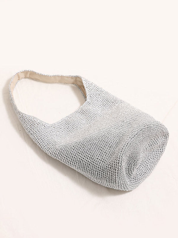 gold knitted metallic handbag — view 6