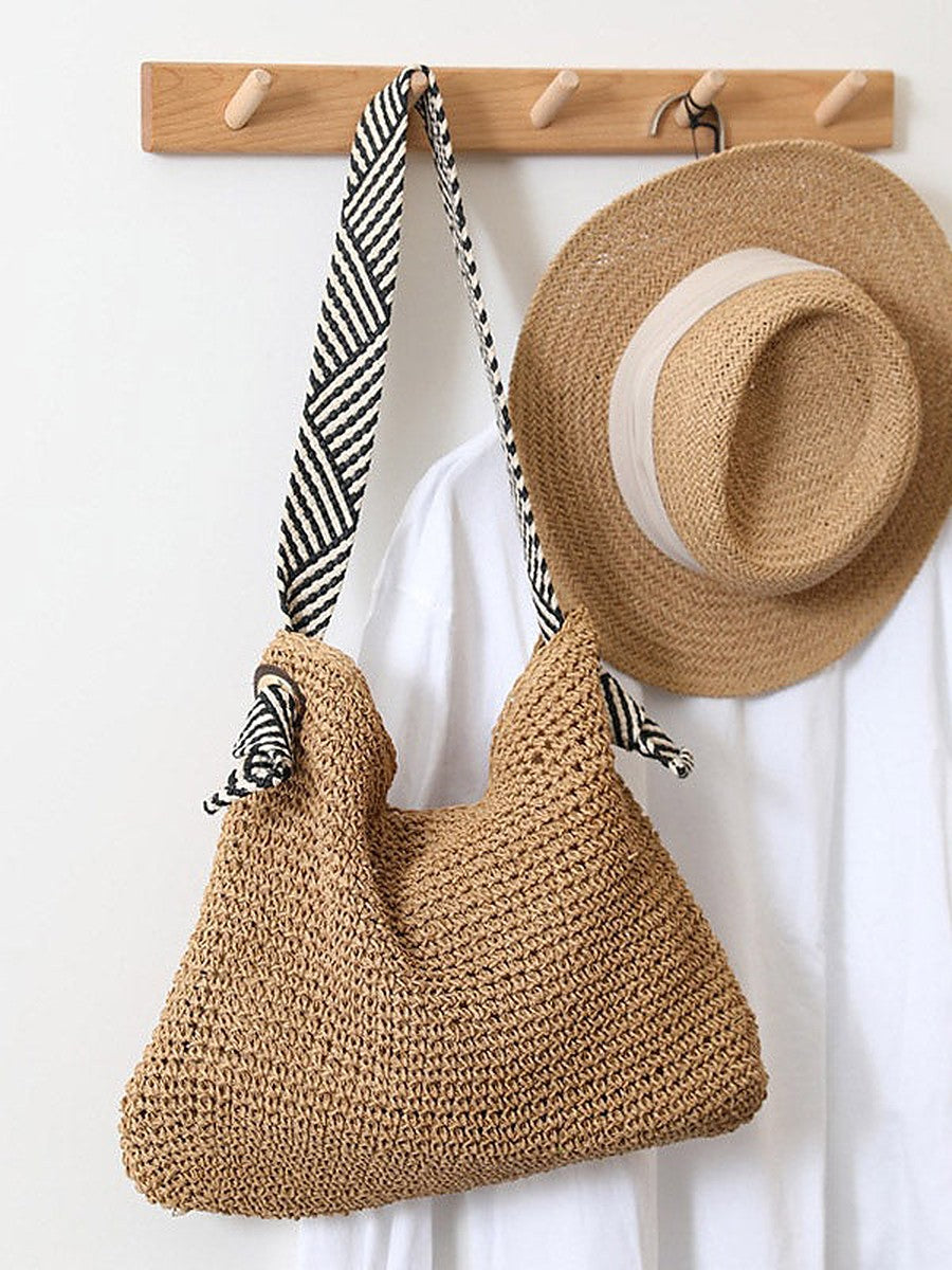 Brown Striped Handbag — view 1