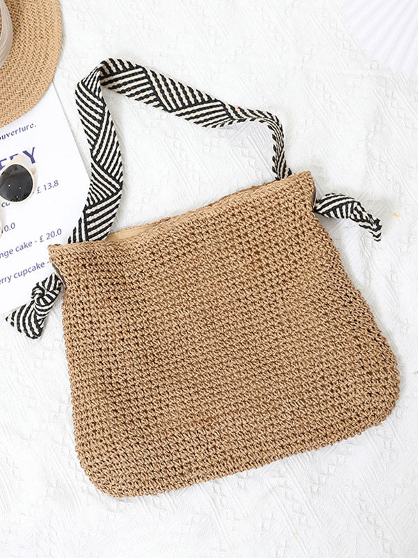 brown striped handbag — view 2