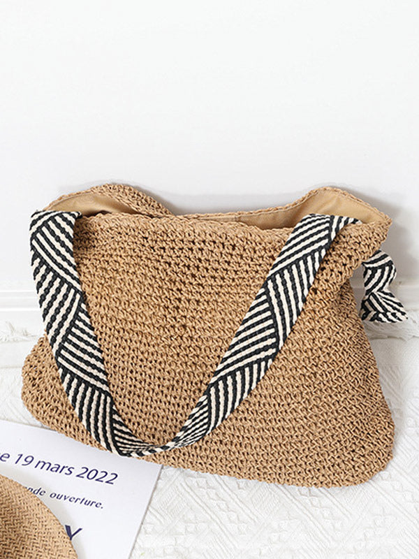 brown striped handbag — view 3