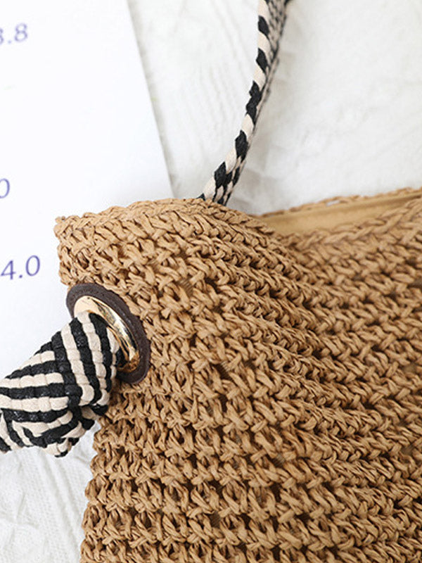 brown striped handbag — view 5
