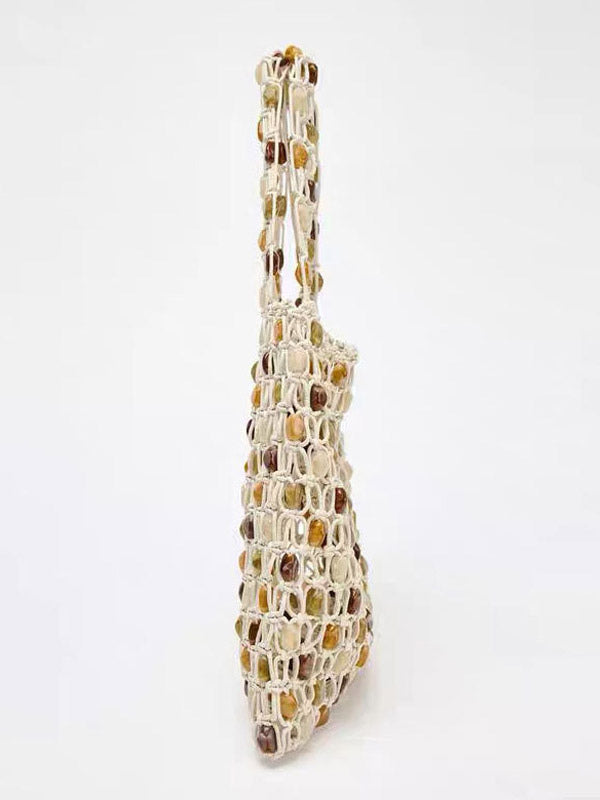 Apricot Beaded Sheer Knitted Handbag — view 5
