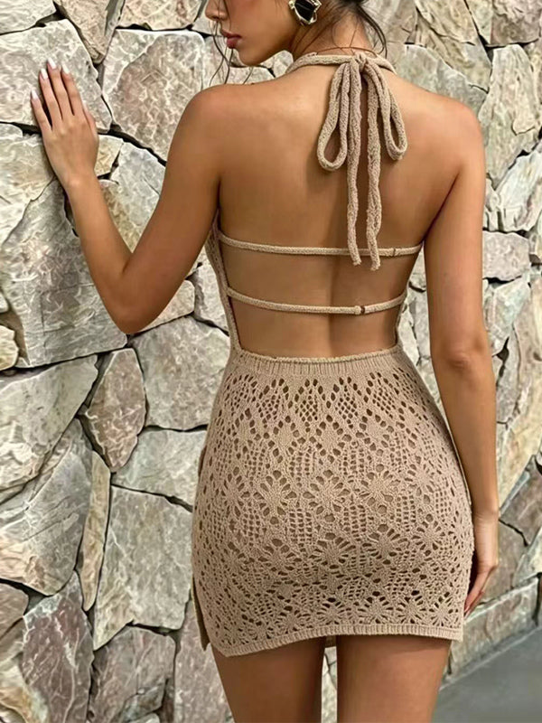 Khaki Lace-Up Sleeveless Mini Dress — view 4