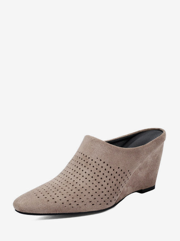 apricot pointed toe wedge suede effect mules — view 12