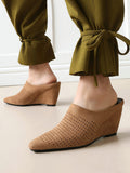 apricot pointed toe wedge suede effect mules — view 1