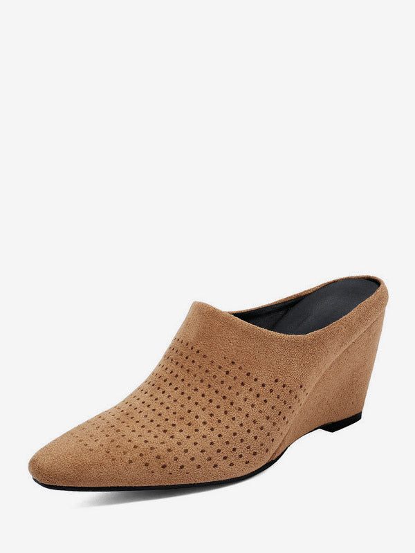 apricot pointed toe wedge suede effect mules — view 4
