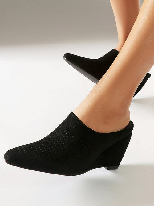 Apricot Pointed-Toe Wedge Suede-Effect Mules — view 5