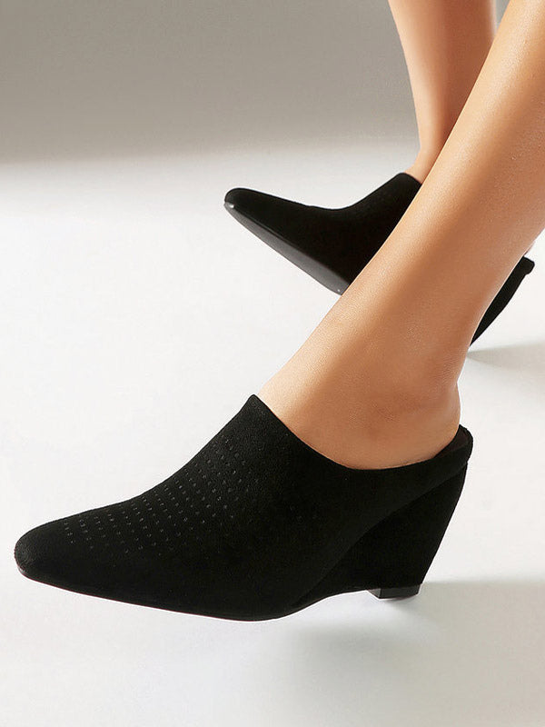 apricot pointed toe wedge suede effect mules — view 5