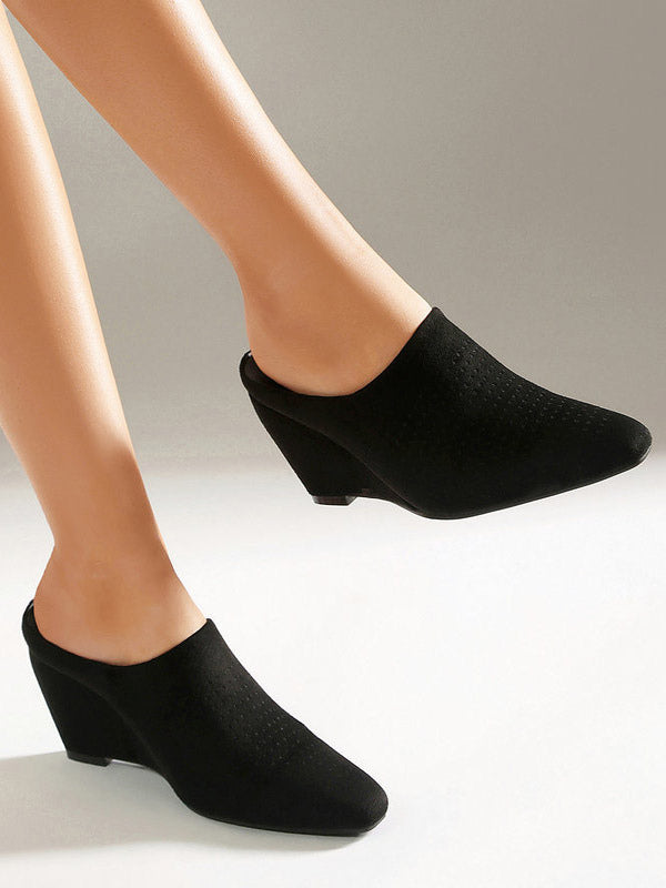 Apricot Pointed-Toe Wedge Suede-Effect Mules — view 6